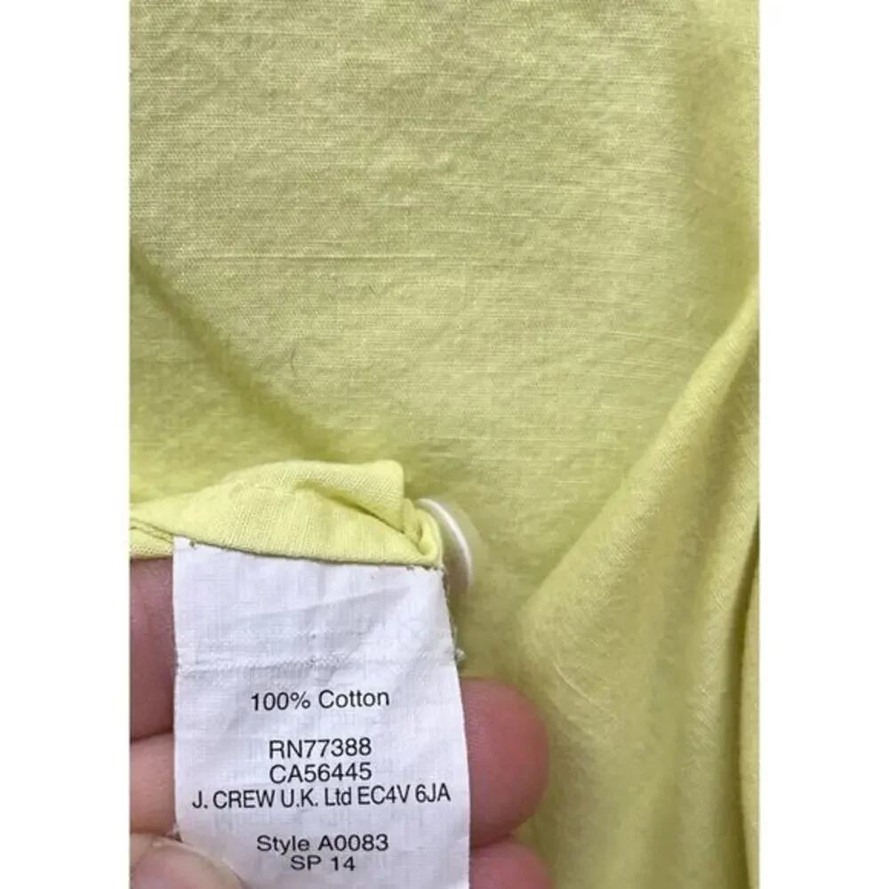 J Crew Popover Tunic Top Womens Size Extra Small Yellow Cotton‎ XS Casual